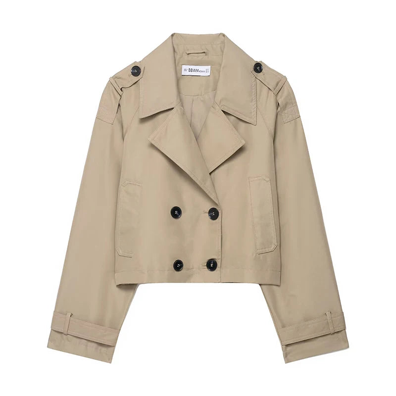 Chic Double Breasted Short Trench Coat