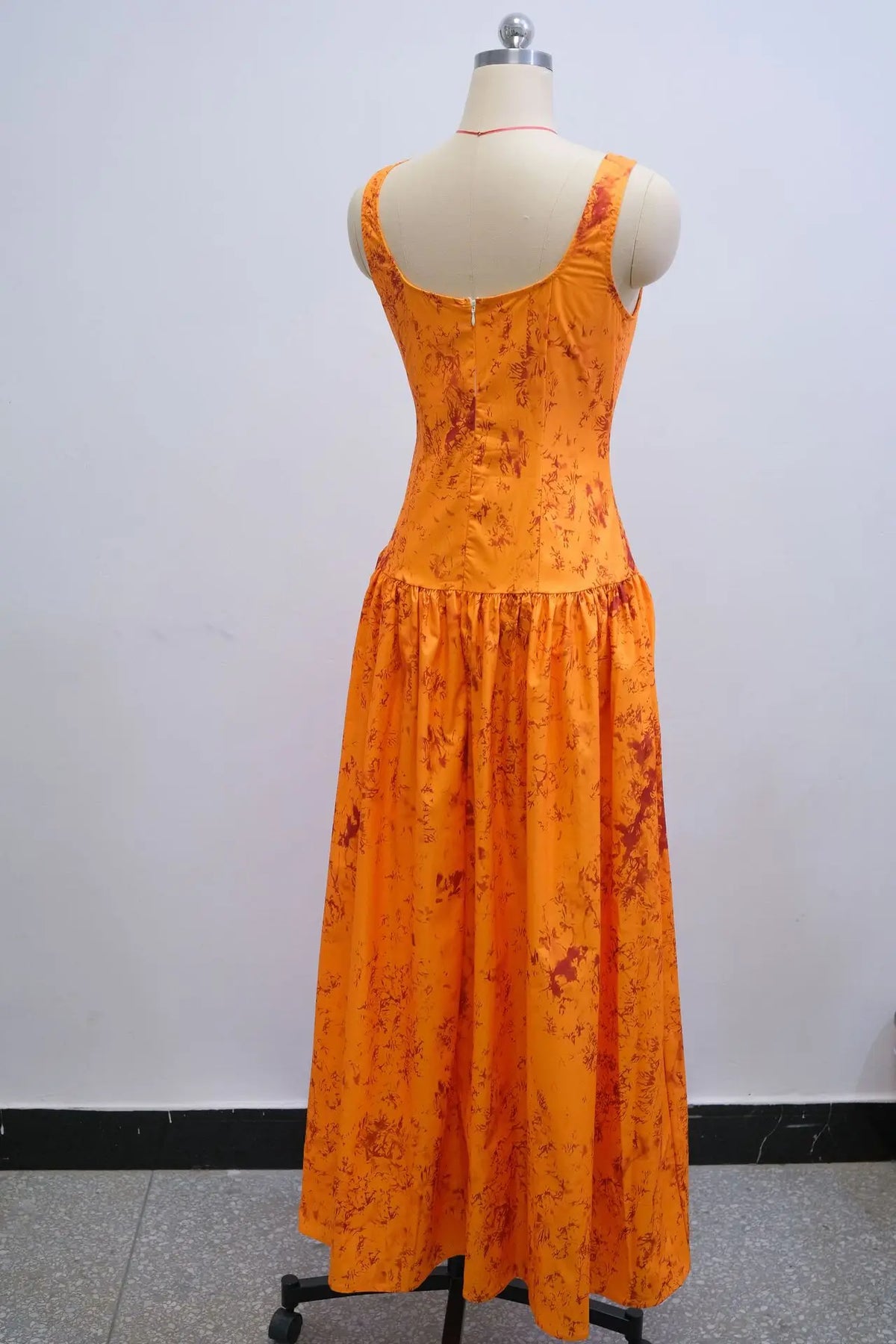 Women’s Floral Print Sleeveless Big Swing High Waist Long Maxi Dress