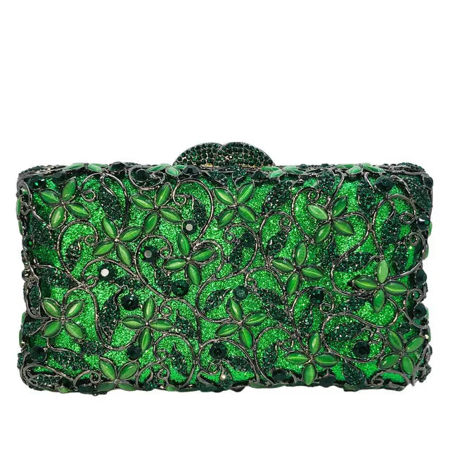 Women’s Hard Crystal Flower Minaudière  Rhinestone Clutch