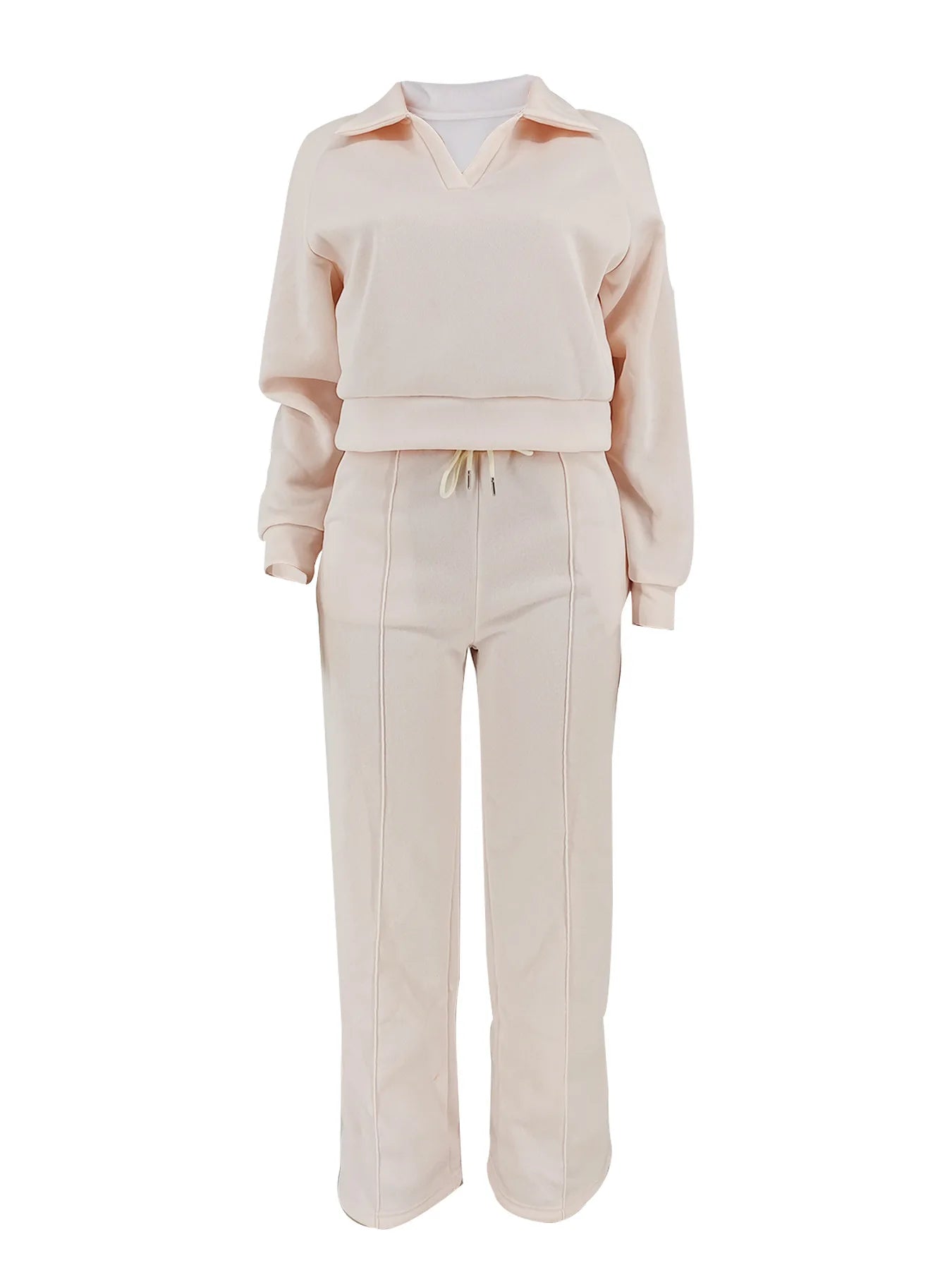 Women's V-neck Long Sleeve Sweatshirt and SweatPants Tracksuit