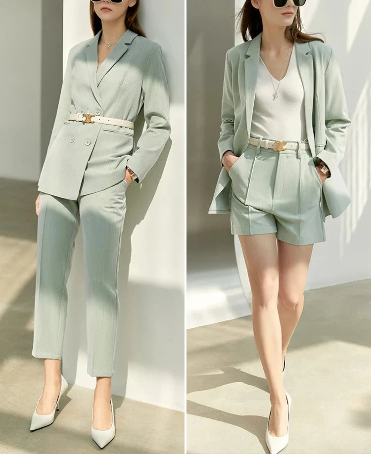 Women’s Blazer Jacket Lace V-neck Tank Tops High Waist Pants *Sold Separately*