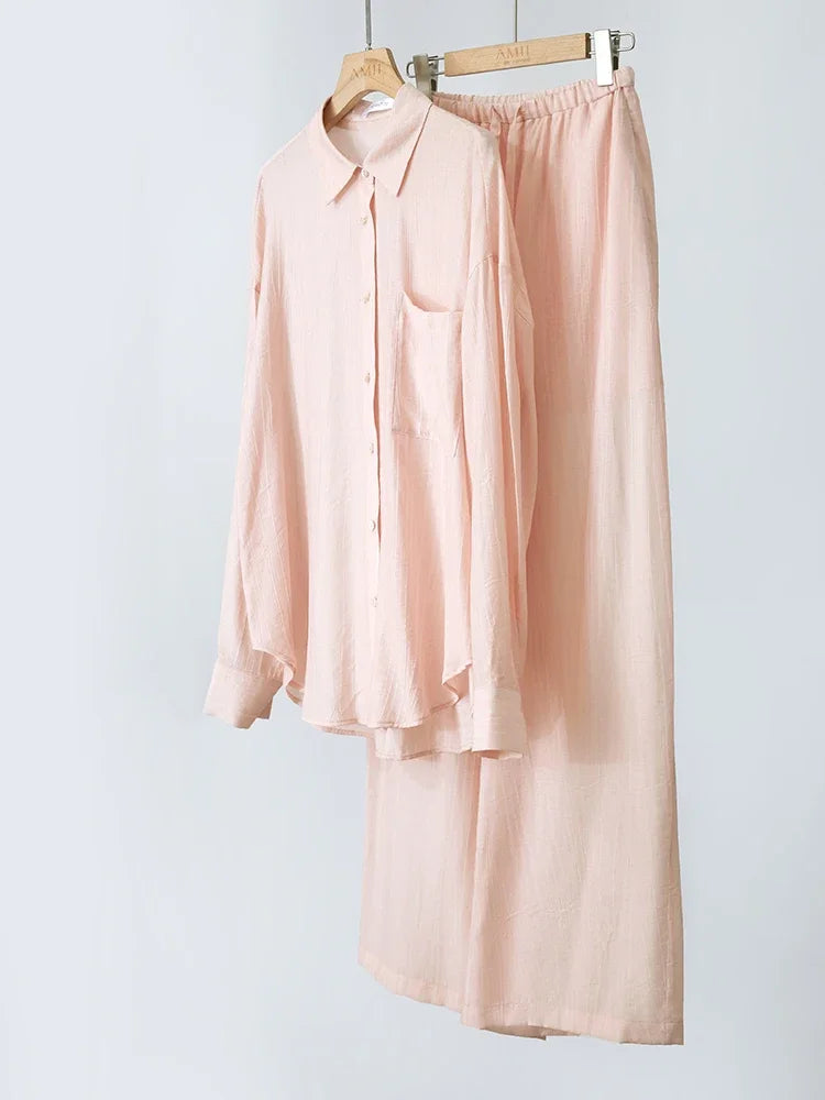 Women’s Casual Basic Shirt Long Wide Leg Pants * Sold Separately*