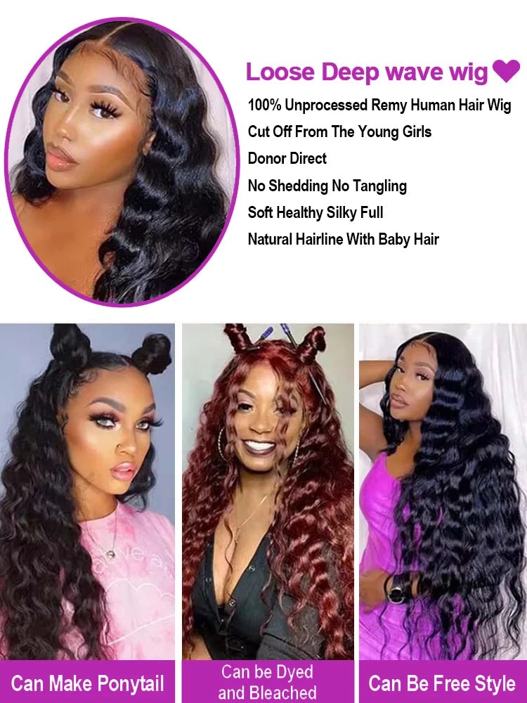Brazilian Loose Deep Wave Curly Human Hair Full Lace Front Wig