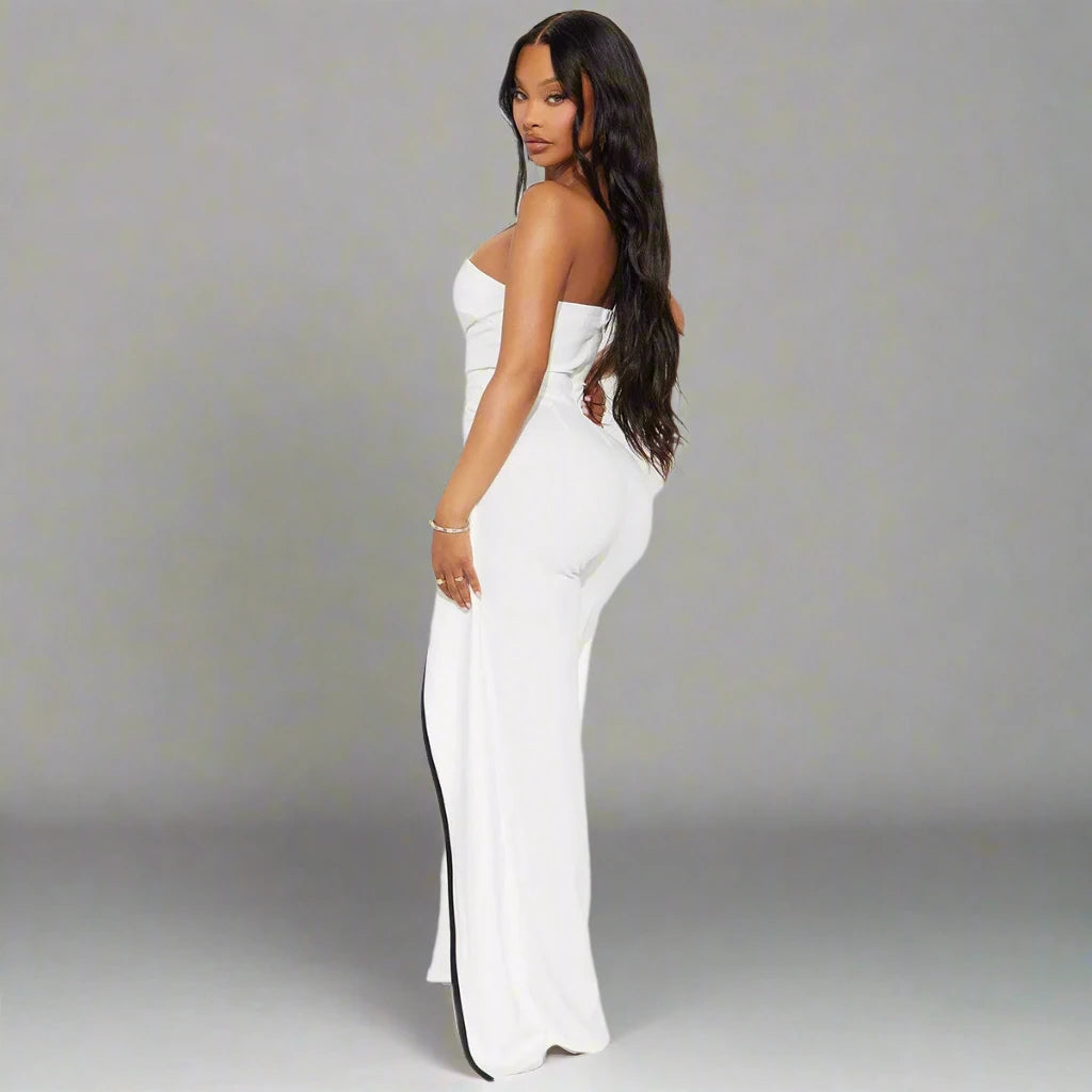 Women’s Wide Leg Strapless Sleeveless Hollow-Out Jumpsuit