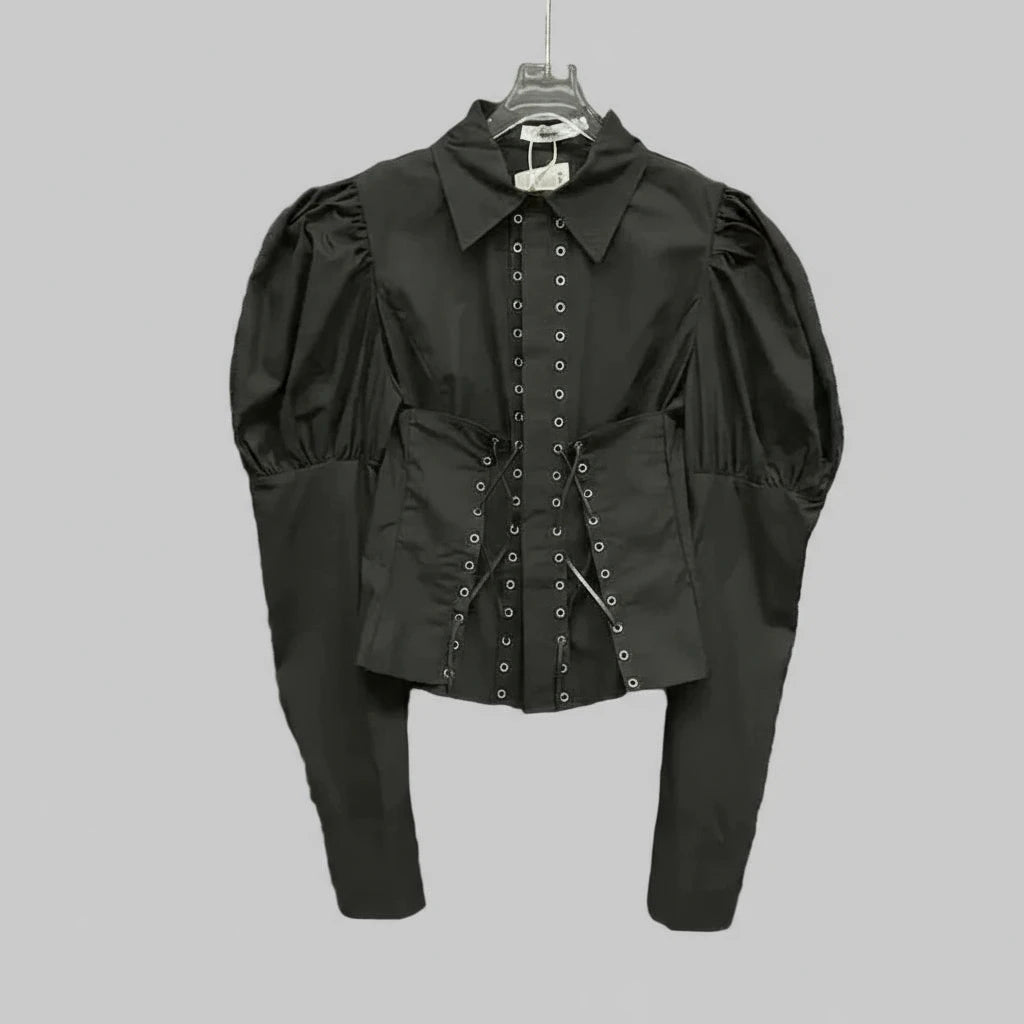 Women's Bandage Design Lantern Sleeves Blouse