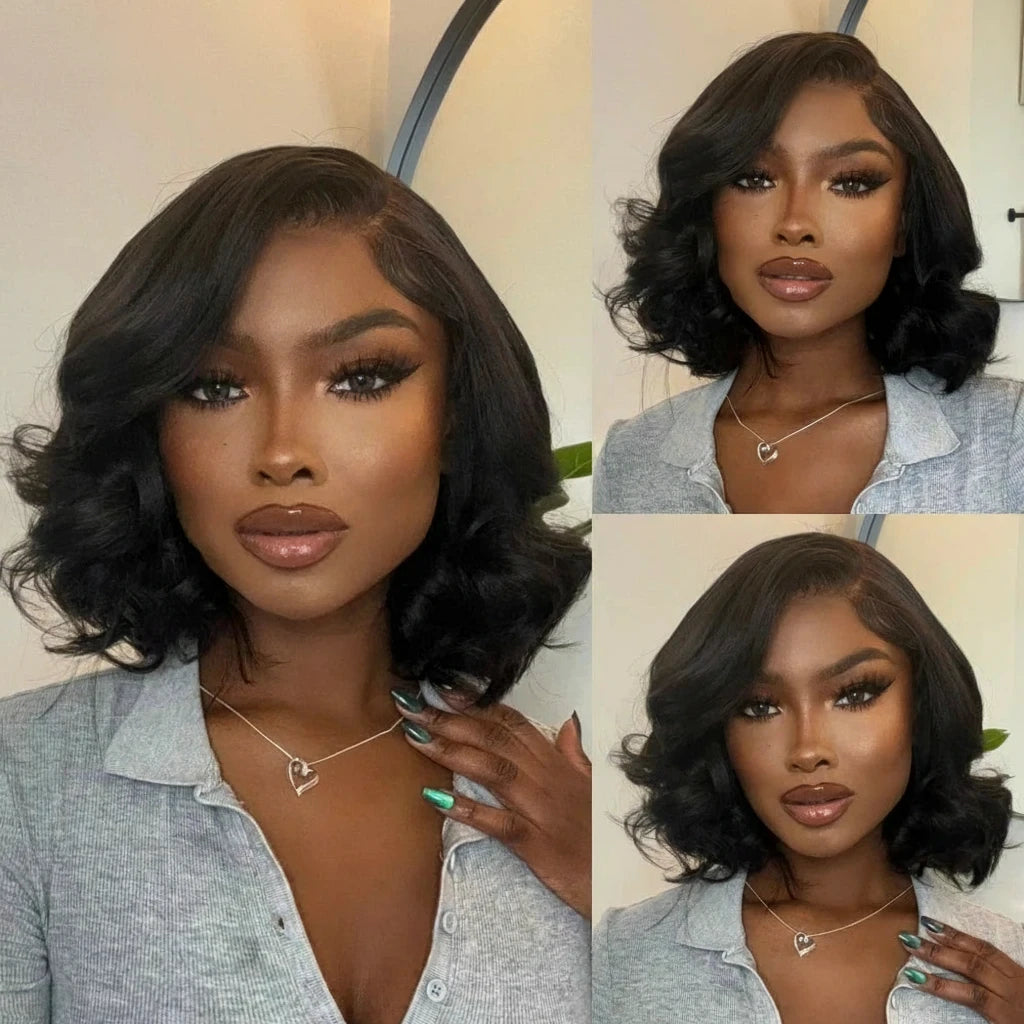 13x4 Light Yaki Loose Wave Bob Wig Pre Cut Pre Bleached Glueless Wig Human Hair