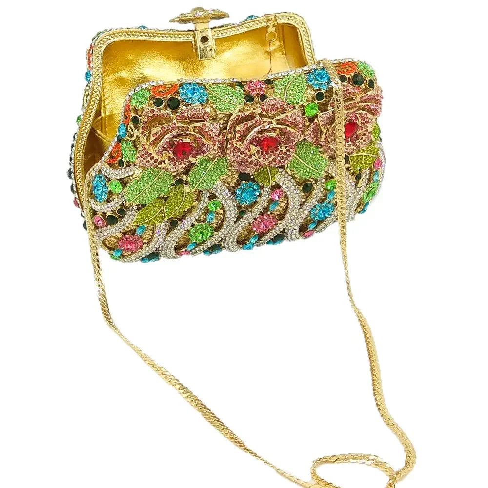 Women’s Flower Crystal Floral Clutch