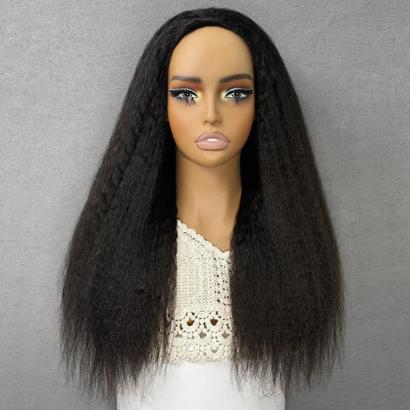 3 In 1 Half Kinky Straight Human Hair Wig With Natural Hairline, Beginner Friendly
