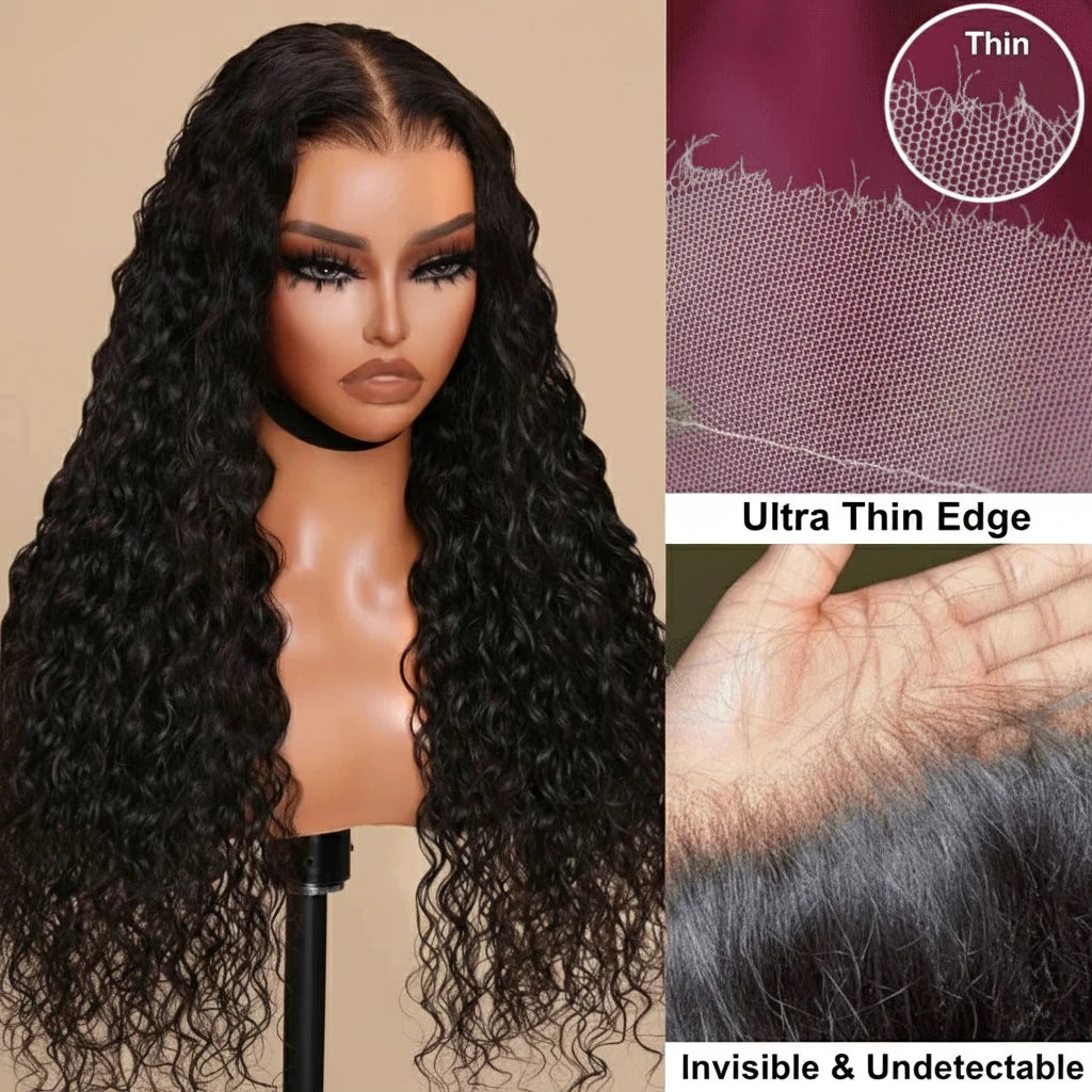 5x5 HD Lace Closure Wig Water Wave Glueless Human Hair Ready To Wear Wig