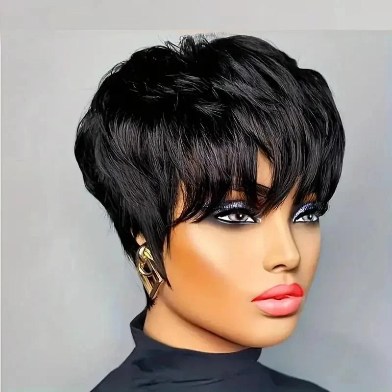 Pixie Cut Full Human Short Bob No Lace Brazilian Remy Hair Wig