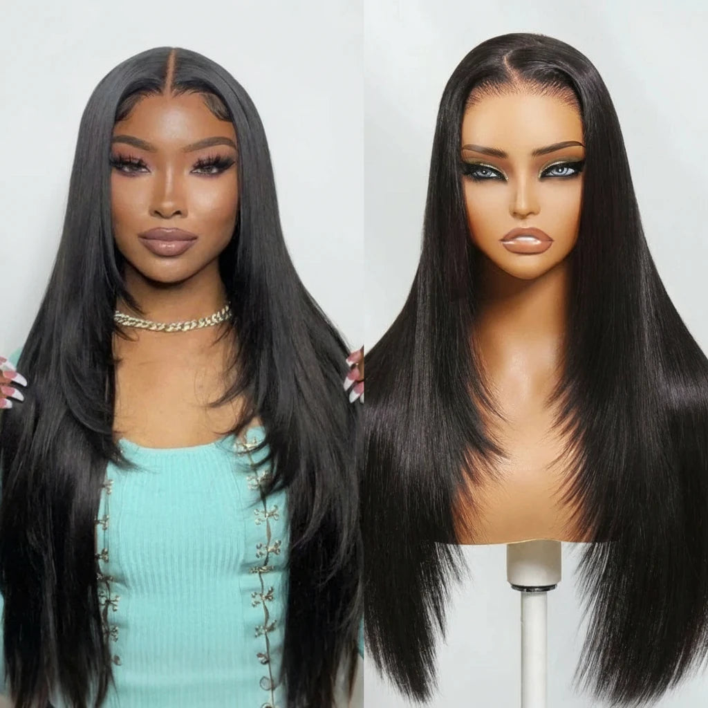 Real Scalp 13x4 HD Lace Frontal Layered Straight Human Hair Wig