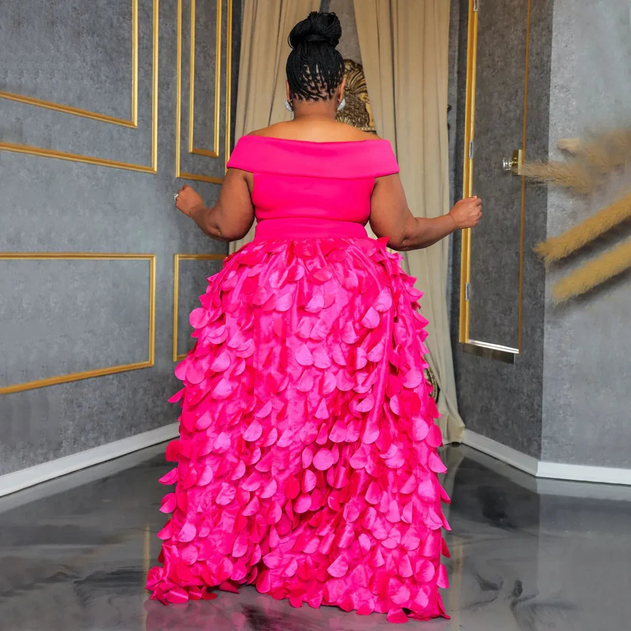 Plus Size Women’s Short Sleeve Slash Neck Big Swing Loose Smock Maxi Dress