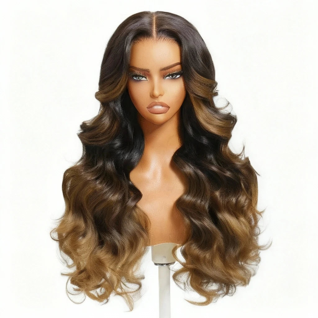 7x5 Lace Go Glueless Ombre Brown Loose Wave Human Hair Wig