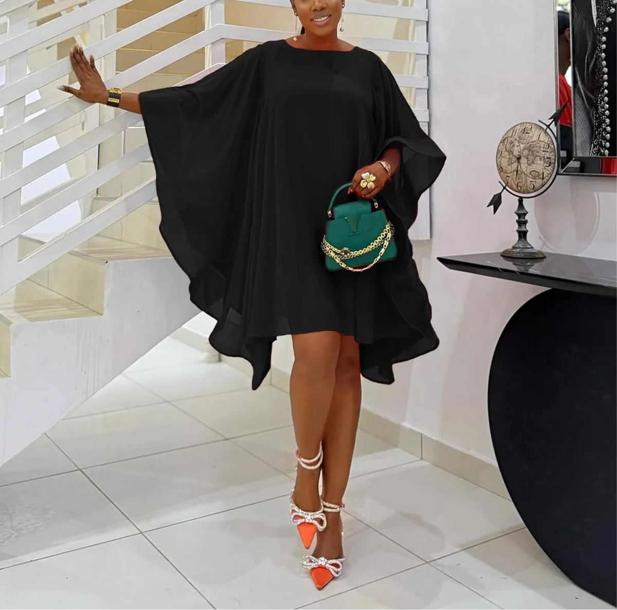 Women’s Cloak Sleeve Chiffon Dress