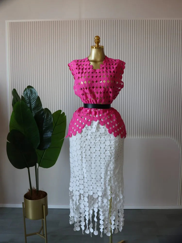 Women’s Cutout O-neck Top and Bodycon Maxi Long Skirt Set