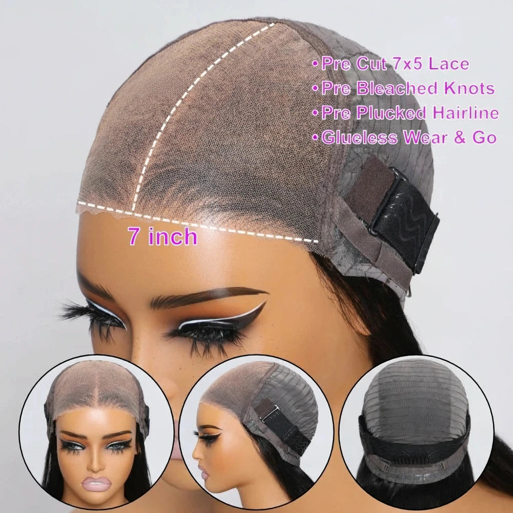 7x5 Lace Go Glueless Ombre Brown Loose Wave Human Hair Wig