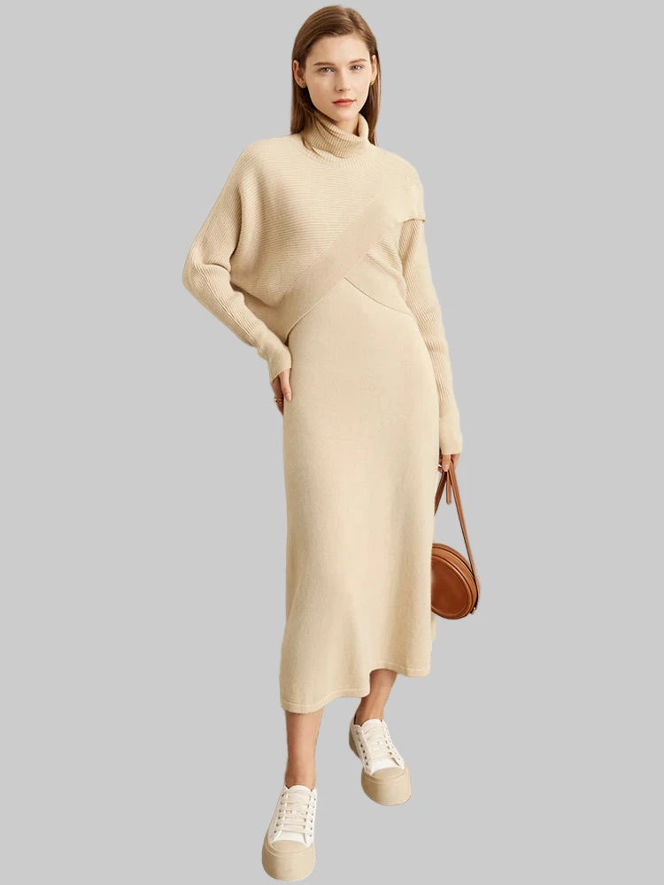 Women's Long Sleeve Casual Knitted Sweater Dress