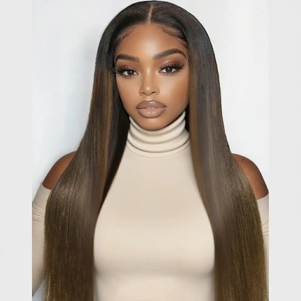 Bye-Bye Knots 7x5 Lace Yaki Straight Human Hair With Invisi Drawstring & Loose Wave Wigs
