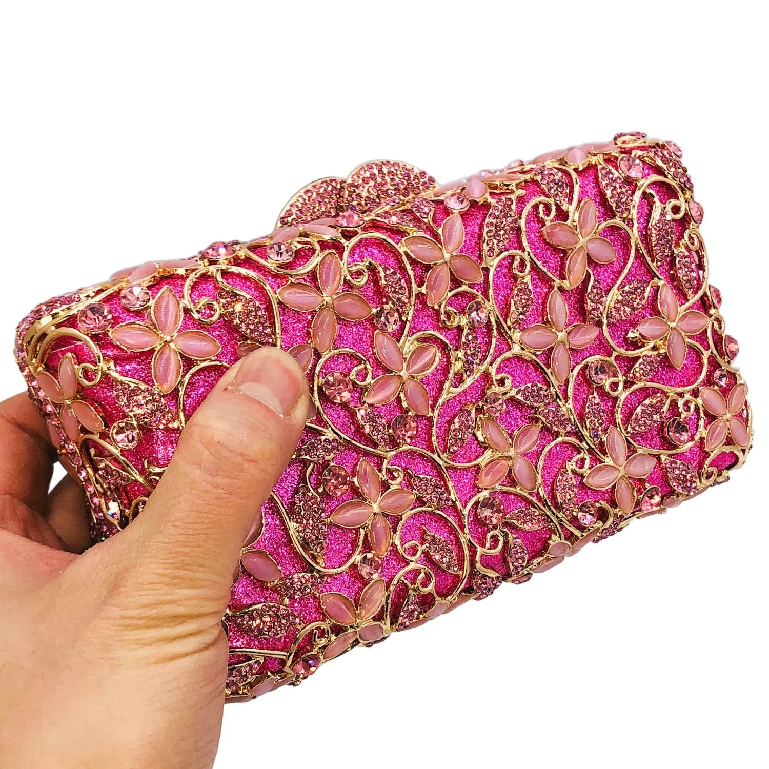 Women’s Crystal Flower Minaudière Clutch
