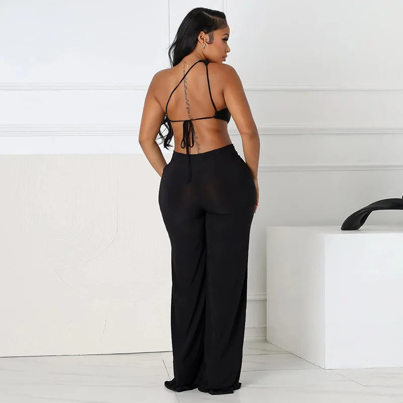 Women’s Backless Straight Sleeveless Jumpsuits
