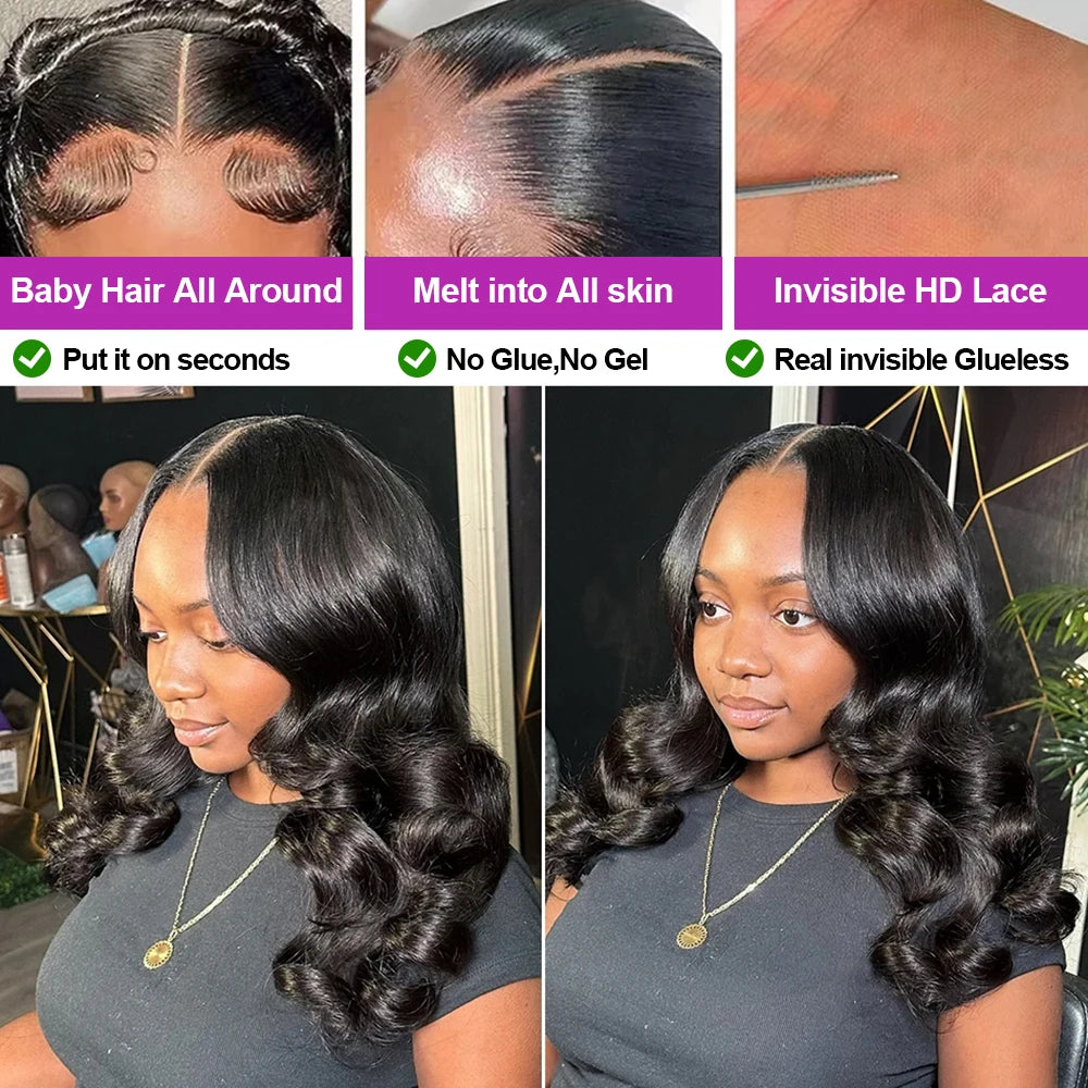 Body Wave Short Transparent Lace Front Human Hair Glueless Bob Wig