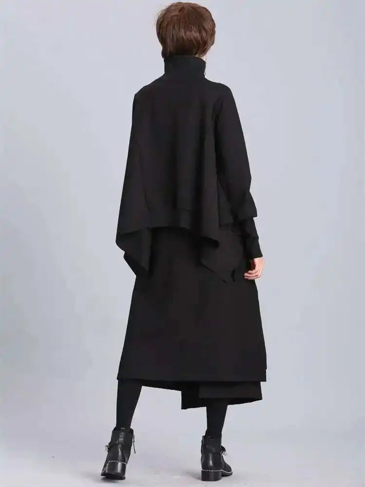 Women’s Irregular Casual Batwing Sleeve Loose Fit Turtleneck