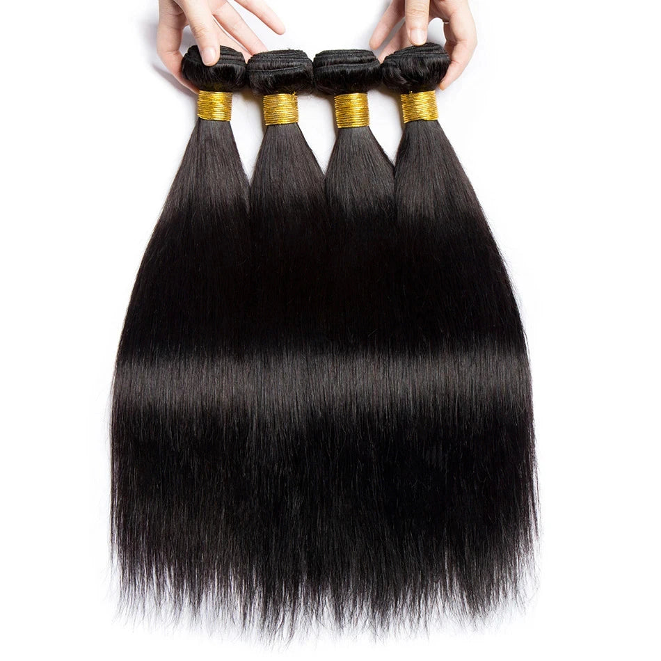 Bone Straight Human Hair Bundles Brazilian Natural Color 100% Remy