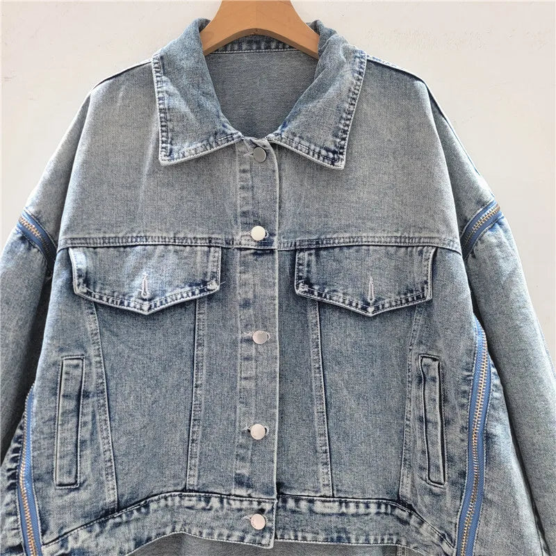 Women Denim Coat Patchwork Loose Casual Jackets