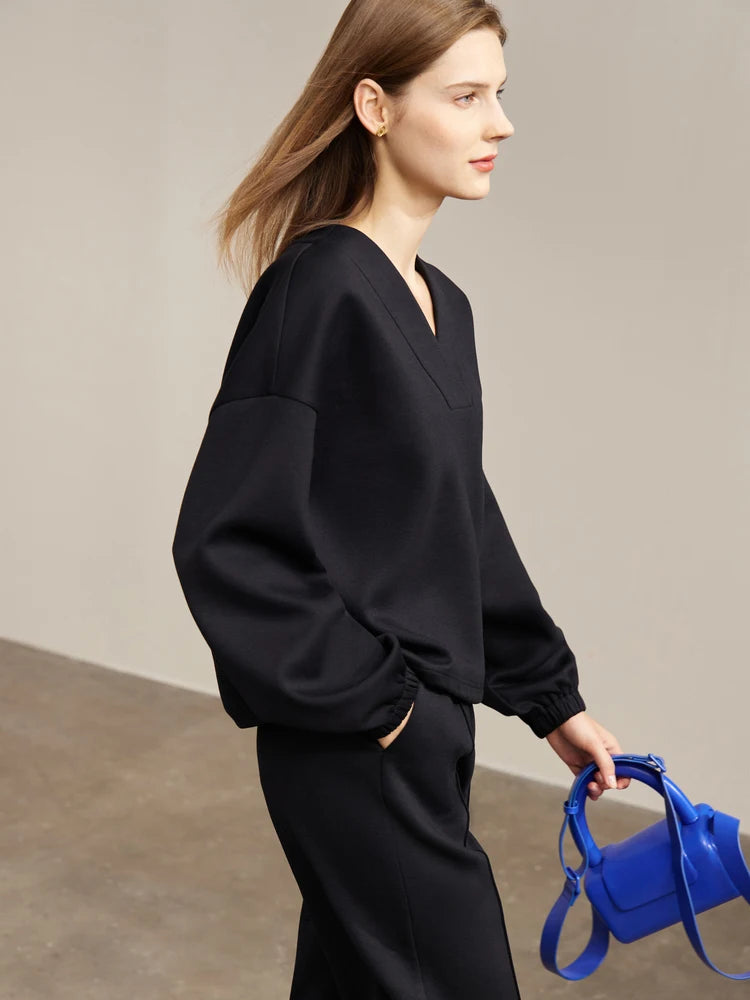 Women’s Minimalism Sweatshirt & Casual Straight Leg Pants