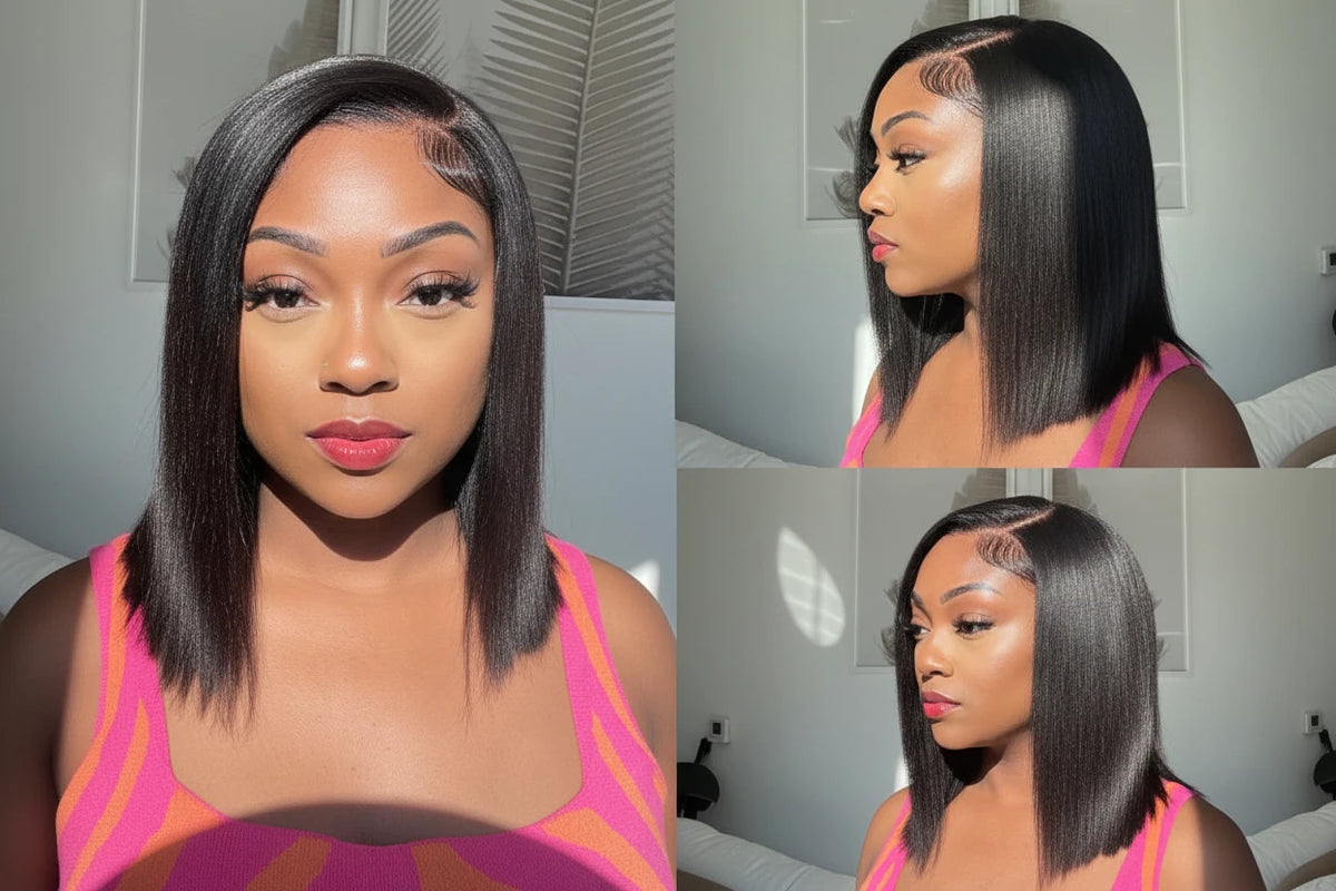 Yaki Straight Bob Wig with Lace Cap