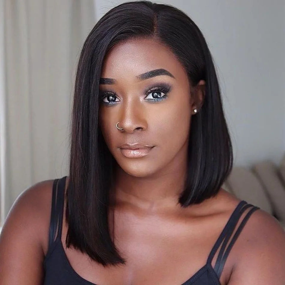 Short Straight Lace Frontal 13x4 Human Hair Wigs Pre plucked Bob