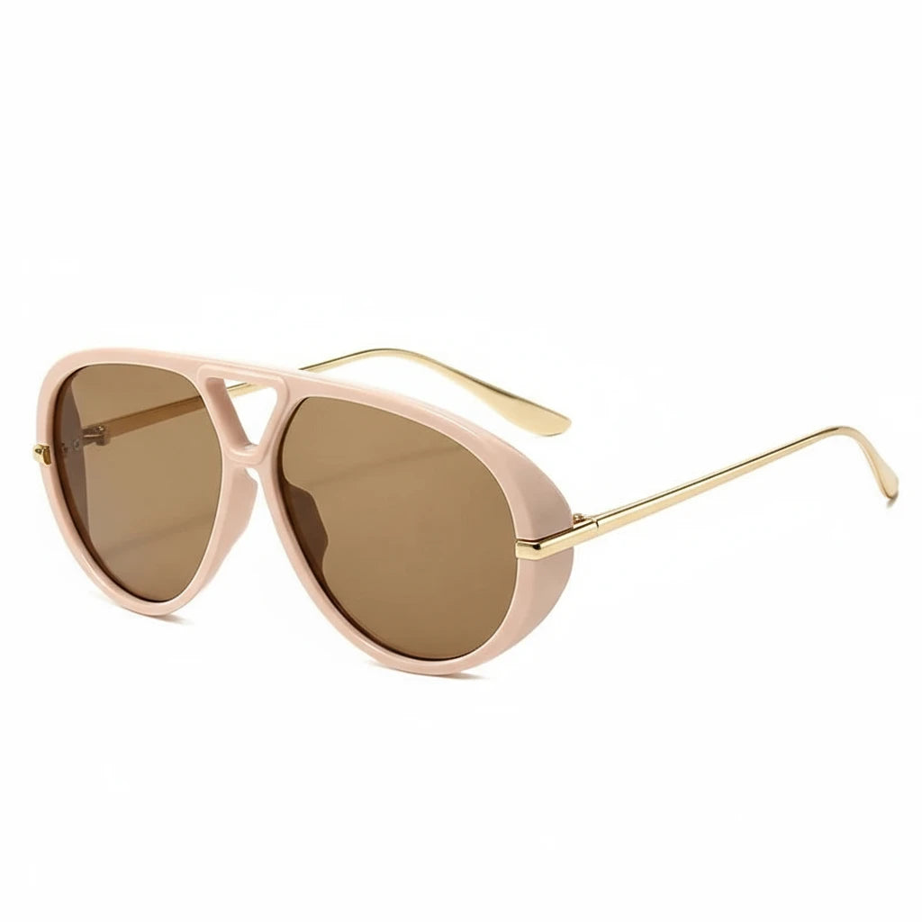 Oversized Oval Punk Pilot Vintage Metal Frame Sun glasses