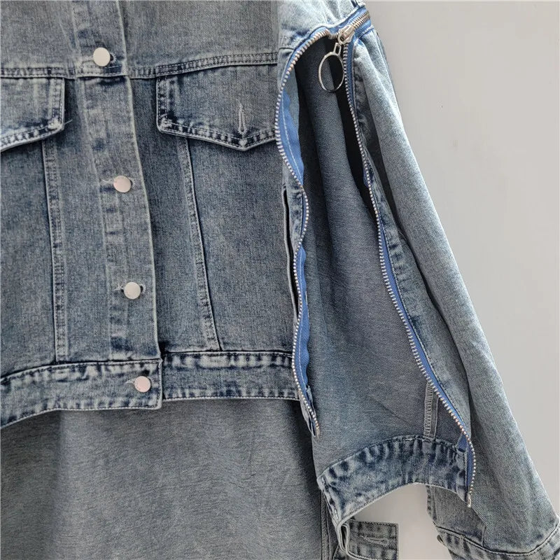 Women Denim Coat Patchwork Loose Casual Jackets