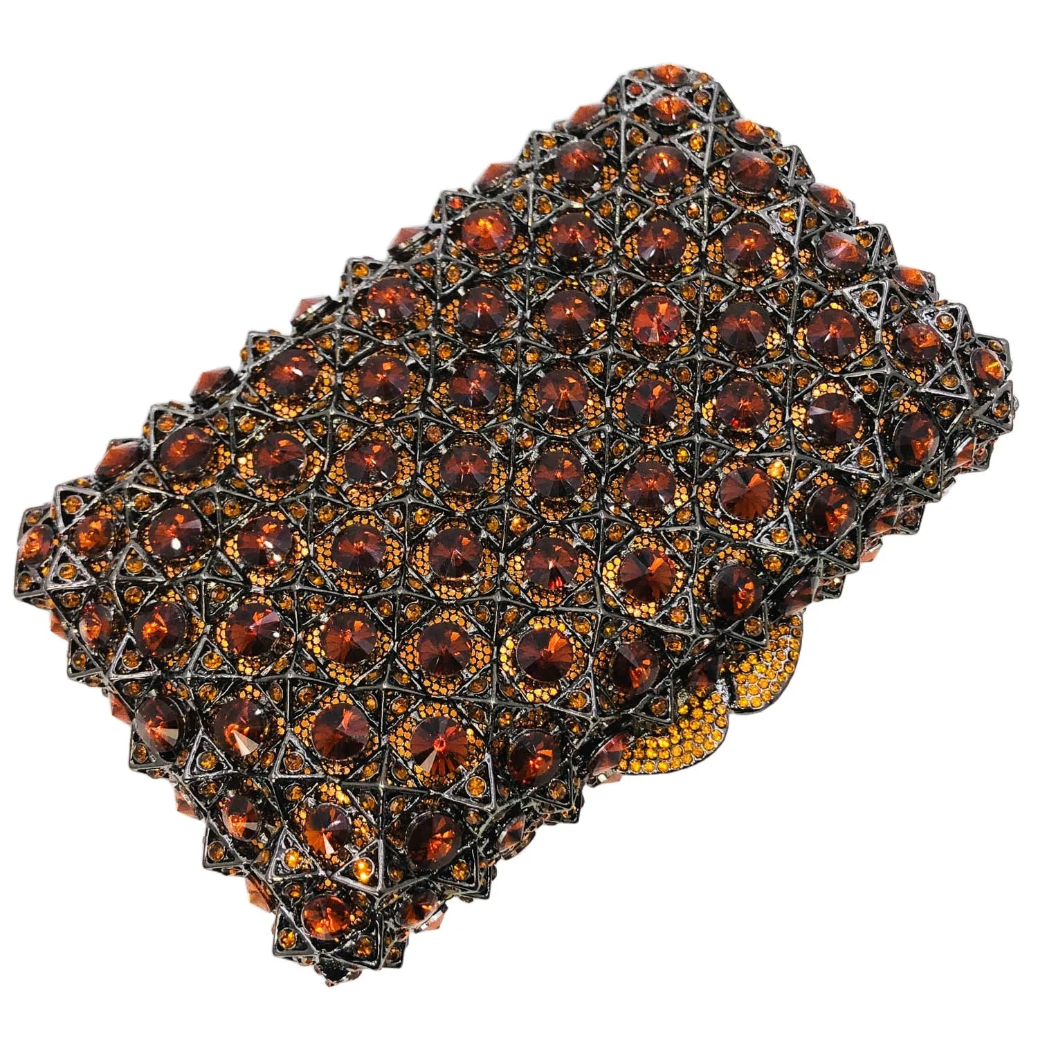 Hard Plaid Brown Crystal Clutch for Women