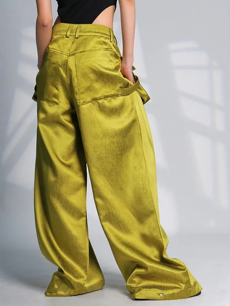 Women’s High Waist Patchwork Minimalist Wide Leg Pants