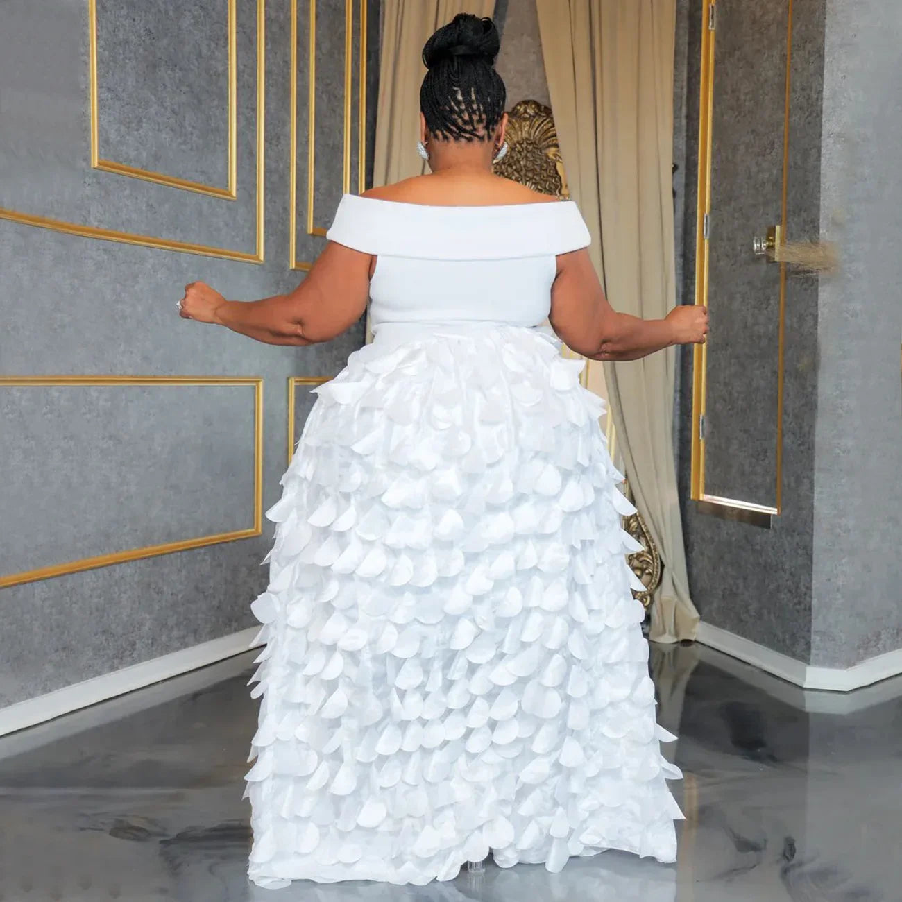 Plus Size Women’s Short Sleeve Slash Neck Big Swing Loose Smock Maxi Dress