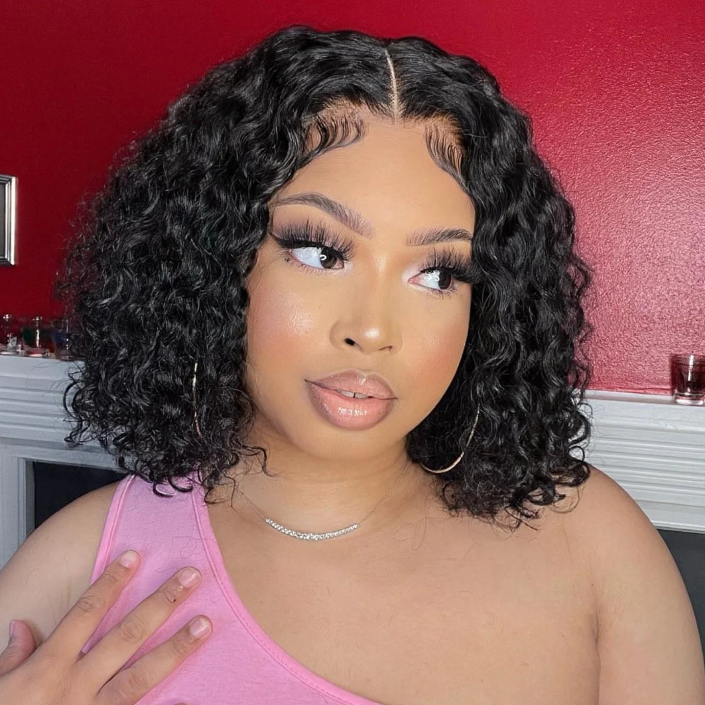 Curly Short Bob 13x4 Lace Frontal Human Hair Brazilian Deep Wave Wig