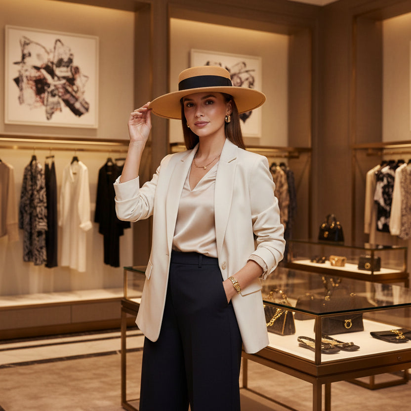 French Women's Hat Big Wide Brim 10CM