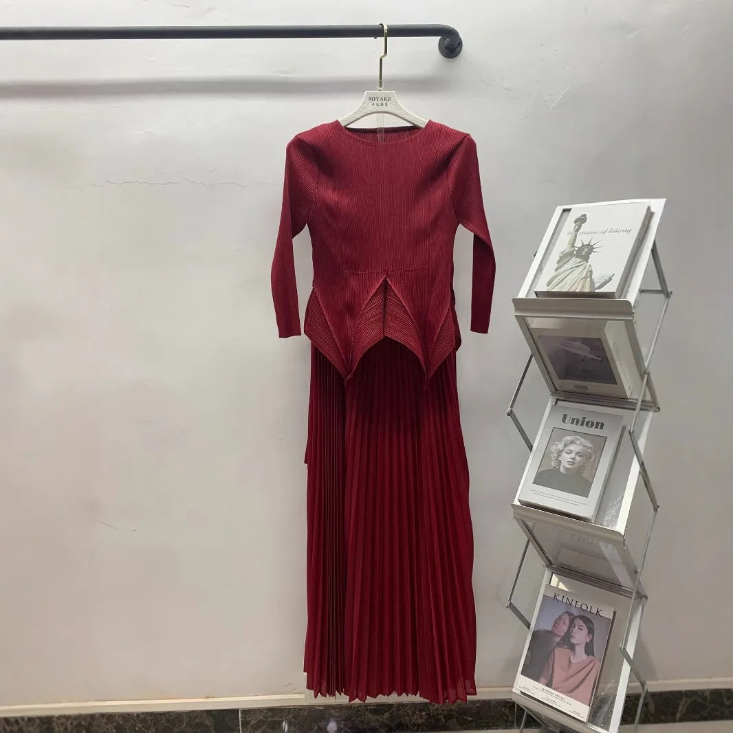 New Miyake Pleated Cross-border two-peice