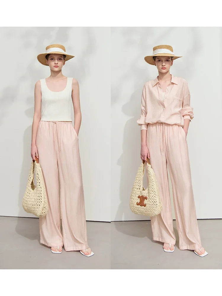 Women’s Casual Basic Shirt Long Wide Leg Pants * Sold Separately*
