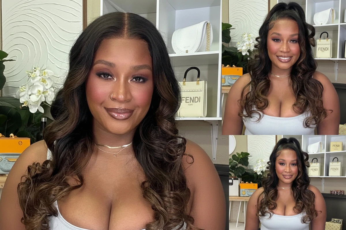 Chestnut Brown Ombre Loose Wave Wig