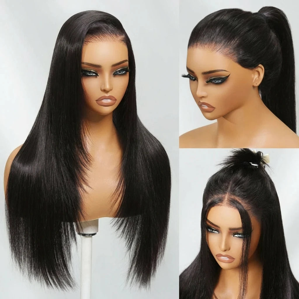 Real Scalp 13x4 HD Lace Frontal Layered Straight Human Hair Wig