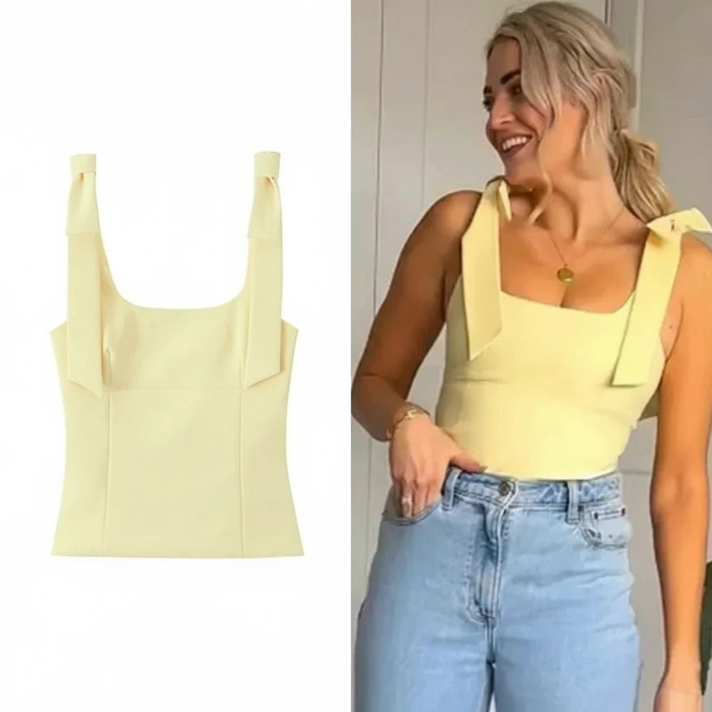 Butterfly Bow Off Shoulder Sleeveless Backless Tank Top