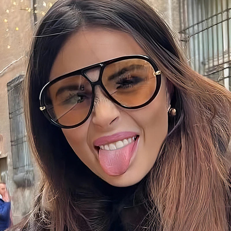 Oversized Oval Punk Pilot Vintage Metal Frame Sun glasses