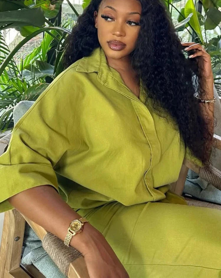 Women's Three Quarter Sleeve Blouse and Flare Pants Set