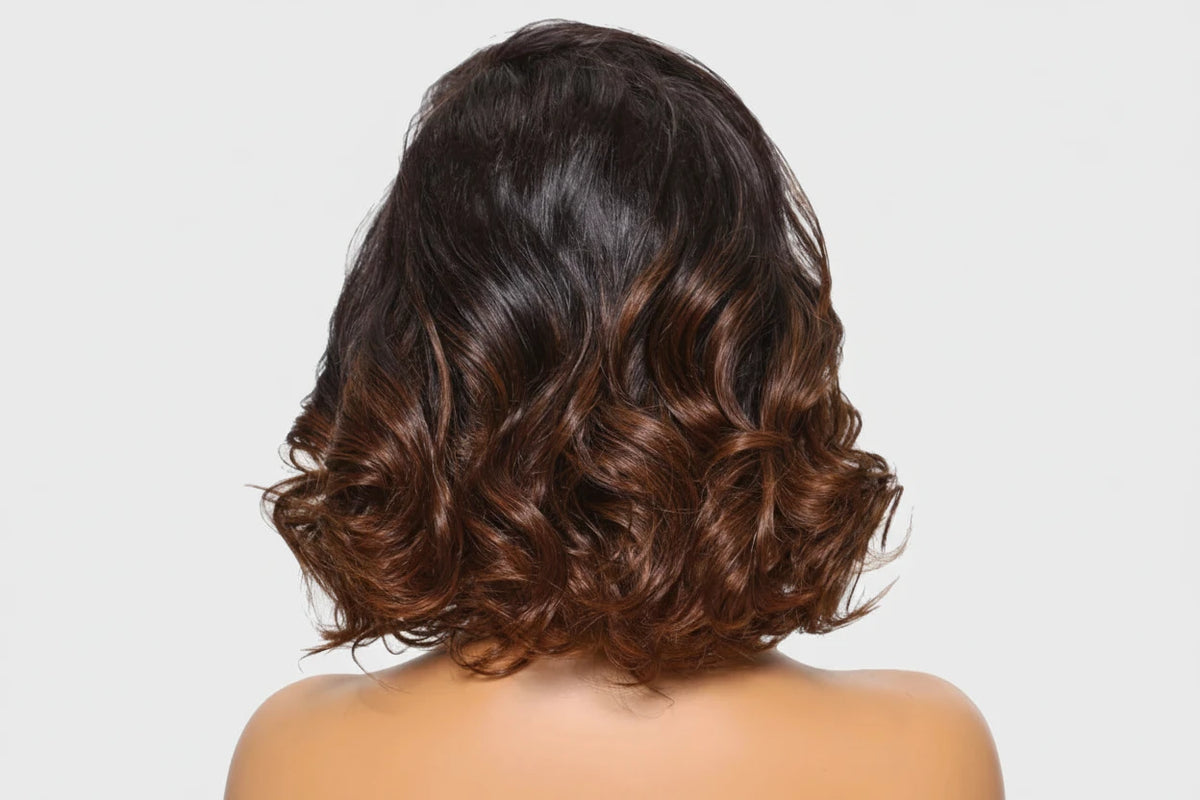 Chestnut Brown Ombre Bob Wigs with Lace Cap