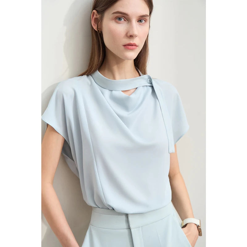 Women’s Loose Chiffon Blouse with Tie Neck