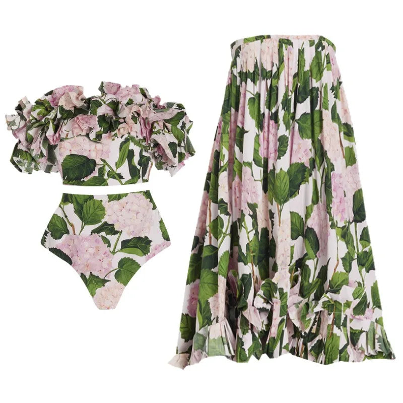 Women’s Flower Butterfly Bikini Set with Maxi Skirt *Sold Seperately  in 1 pc, 2pcs or 3pcs set*