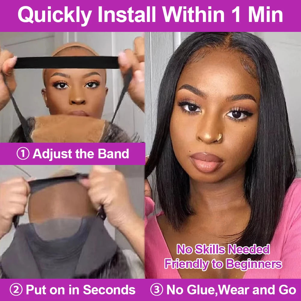 13x4 Glueless Lace Front Remy Human Hair Straight 13x6 HD Transparent Wig
