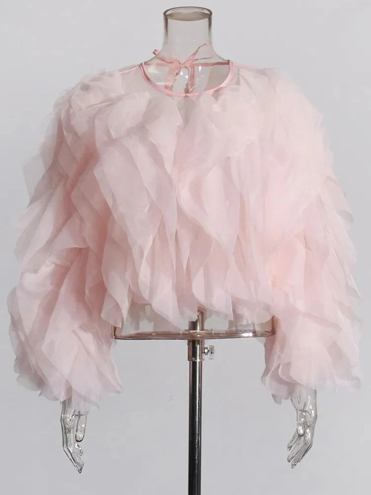 Women’s Ruffles O Neck Blouse
